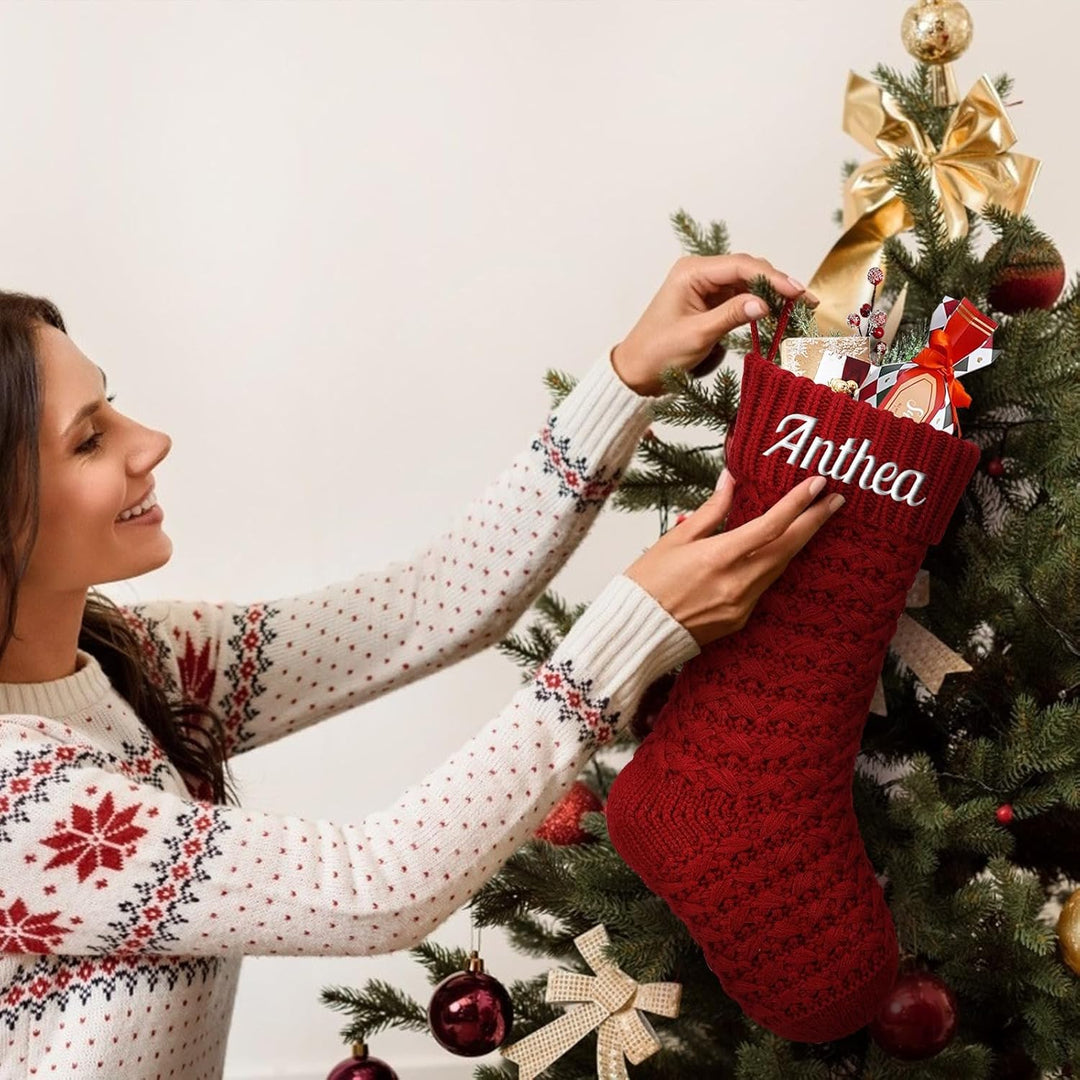 NIBESSER Weihnachtsstrumpf Personalisiert Nikolausstrumpf mit Benutzerdefinierte Namen 18” Grosser g