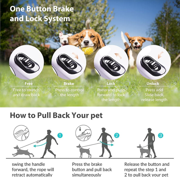 PETCUTE Einziehbare Hundeleine,Rollleine für Hunde mit Ergonomischem rutschfest Griff,Ausziehbar Hun