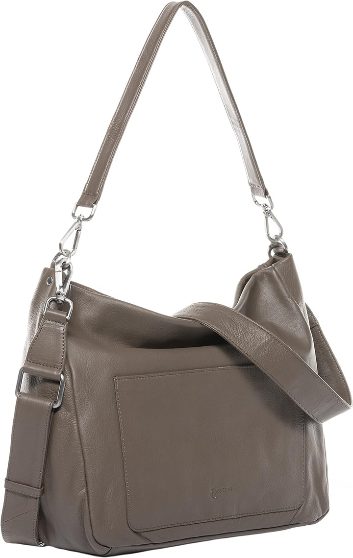 BACCINI Hobo Bag REMI aus Nappa-Leder I Beuteltasche für Damen I Schultertasche handgefertigt Taupe,
