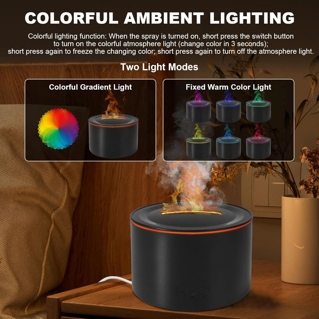 Vulkan Luftbefeuchter Flammen Aroma Diffusor: 160ml Ätherisches Öl Diffuser 7 Farbwechsel-Flammeneff