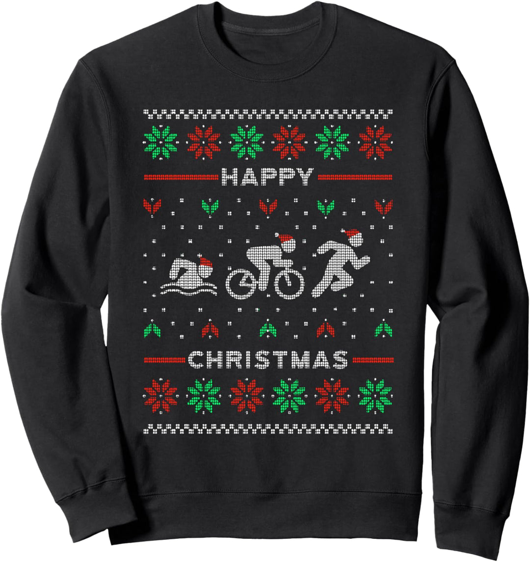 Weihnachten Festliches Muster Advent Sportler Triathlon Sweatshirt
