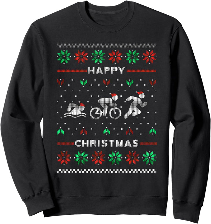 Weihnachten Festliches Muster Advent Sportler Triathlon Sweatshirt