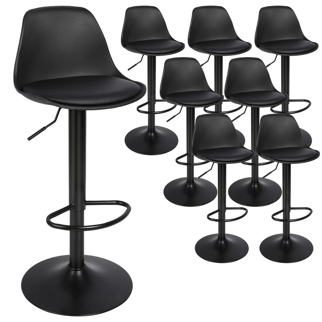 DDMINE 8er Set Barhocker mit Polster Gepolsterter Drehhocker mit Luftheber-Design, Kunstleder Barstu