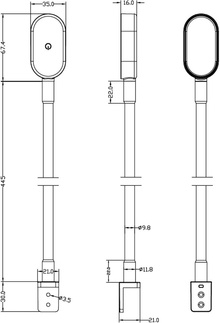 kalb I Ilios LED-Bettleuchte/Leseleuchte mit USB-C, Wand- und Winkelmontage, Flexibler Arm, dimmbar,