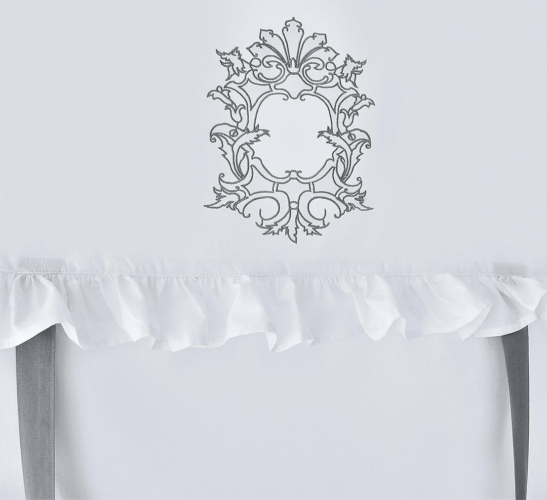 Kutti Raffgardine Siena Baumwolle Weiss Landhaus Rüsche Bestickt Schleifen romantisch (100 x 100 cm,