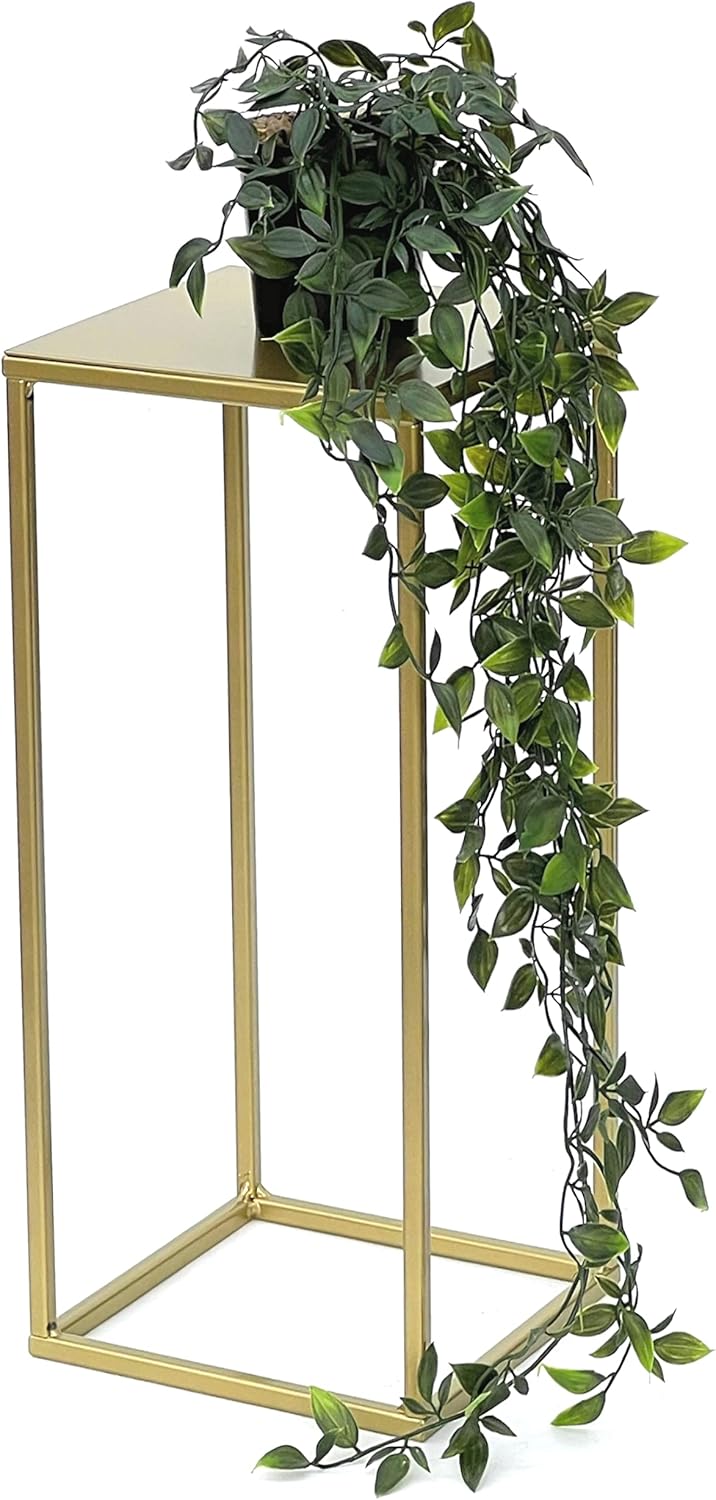 DanDiBo Blumenhocker Metall Gold Eckig 82-42 cm Blumenständer Beistelltisch 96406 Blumensäule Modern