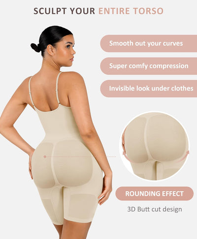 FeelinGirl Shapewear Bodysuit Nahtlos V-Ausschnitt Formende Bodys für Damen Bauchweg Ganzkörper Seam