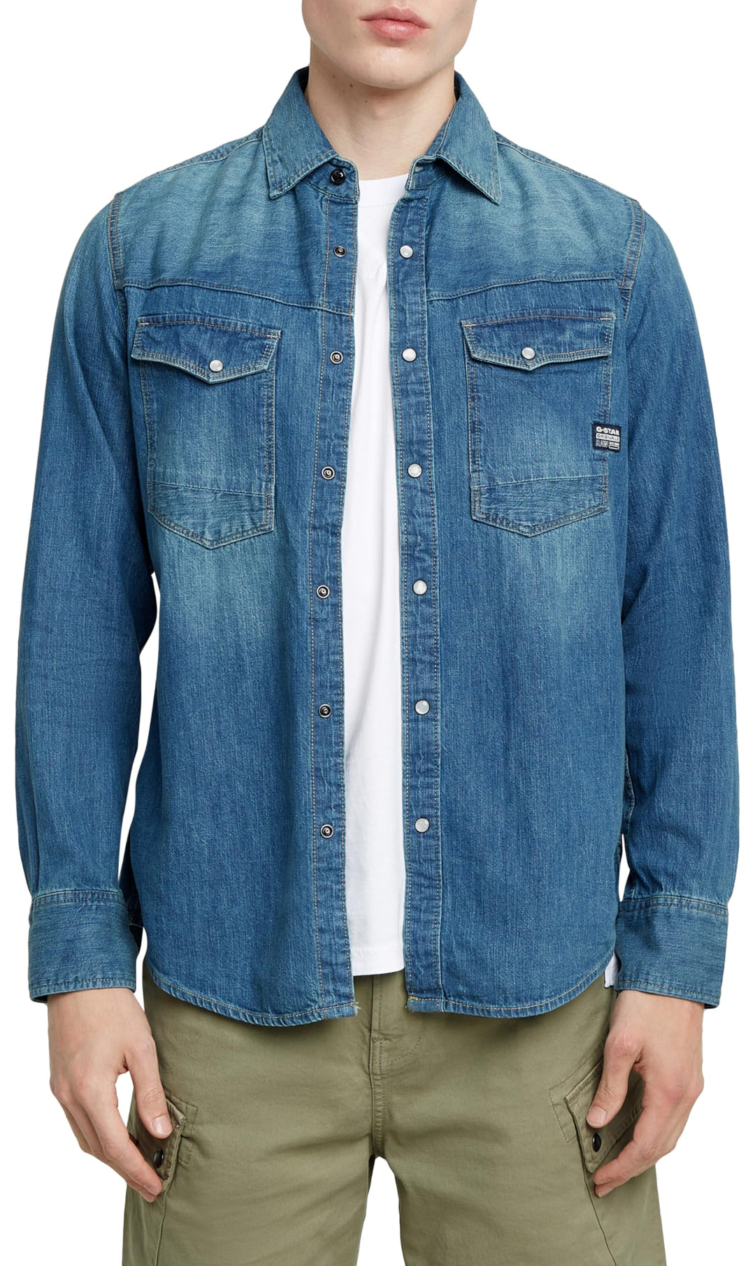 G-Star Raw C.V. Herren Dakota Slim Shirt Shirt XXL Blau (Faded Cricket Blue D23616-d252-d891), XXL B