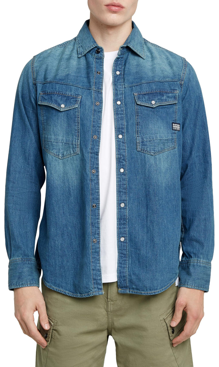 G-Star Raw C.V. Herren Dakota Slim Shirt Shirt XXL Blau (Faded Cricket Blue D23616-d252-d891), XXL B