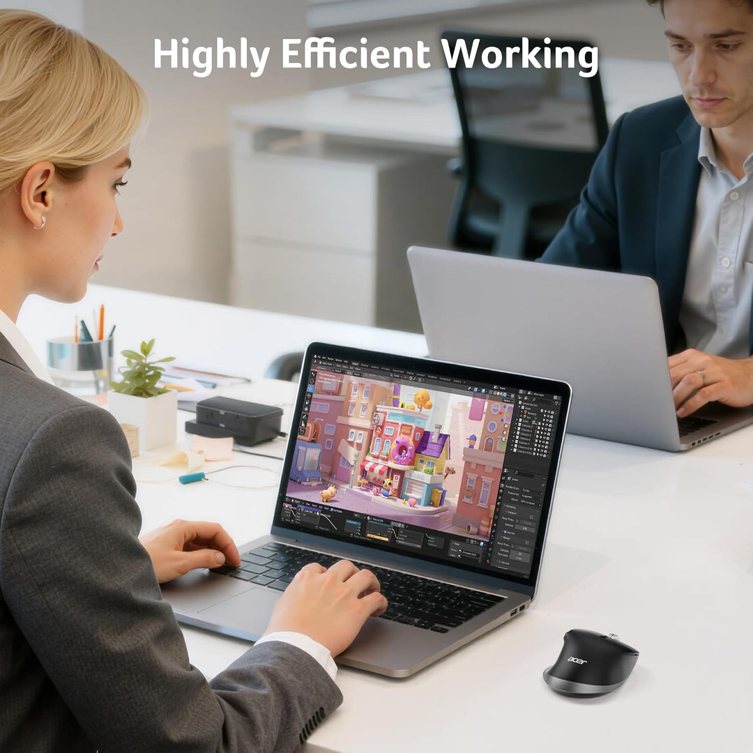 acer Dual-Mode Maus Kabellos mit Seitencrollrad (BT5.2+2,4G), 4800 DPI Bluetooth Maus mit 6 DPI-Stuf