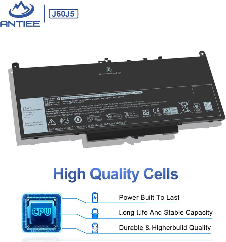 ANTIEE 55WH J60J5 Laptop Akku für Dell Latitude E7270 E7470 P61G001 Series Notebook P26S P26S001 0MC