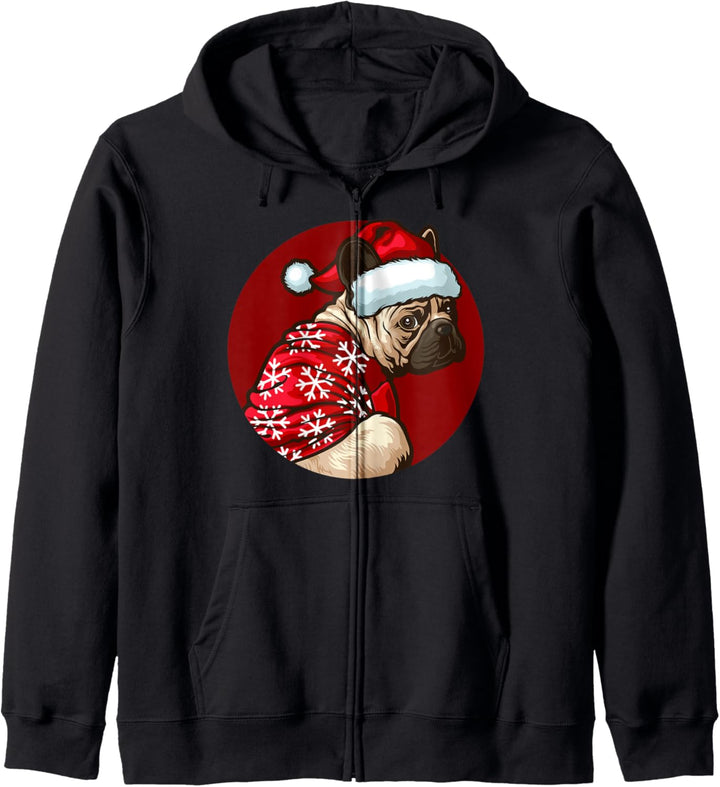 Lustiges Hunde Mops-Besitzer Geschenk Weihnachts Mops Kapuzenjacke