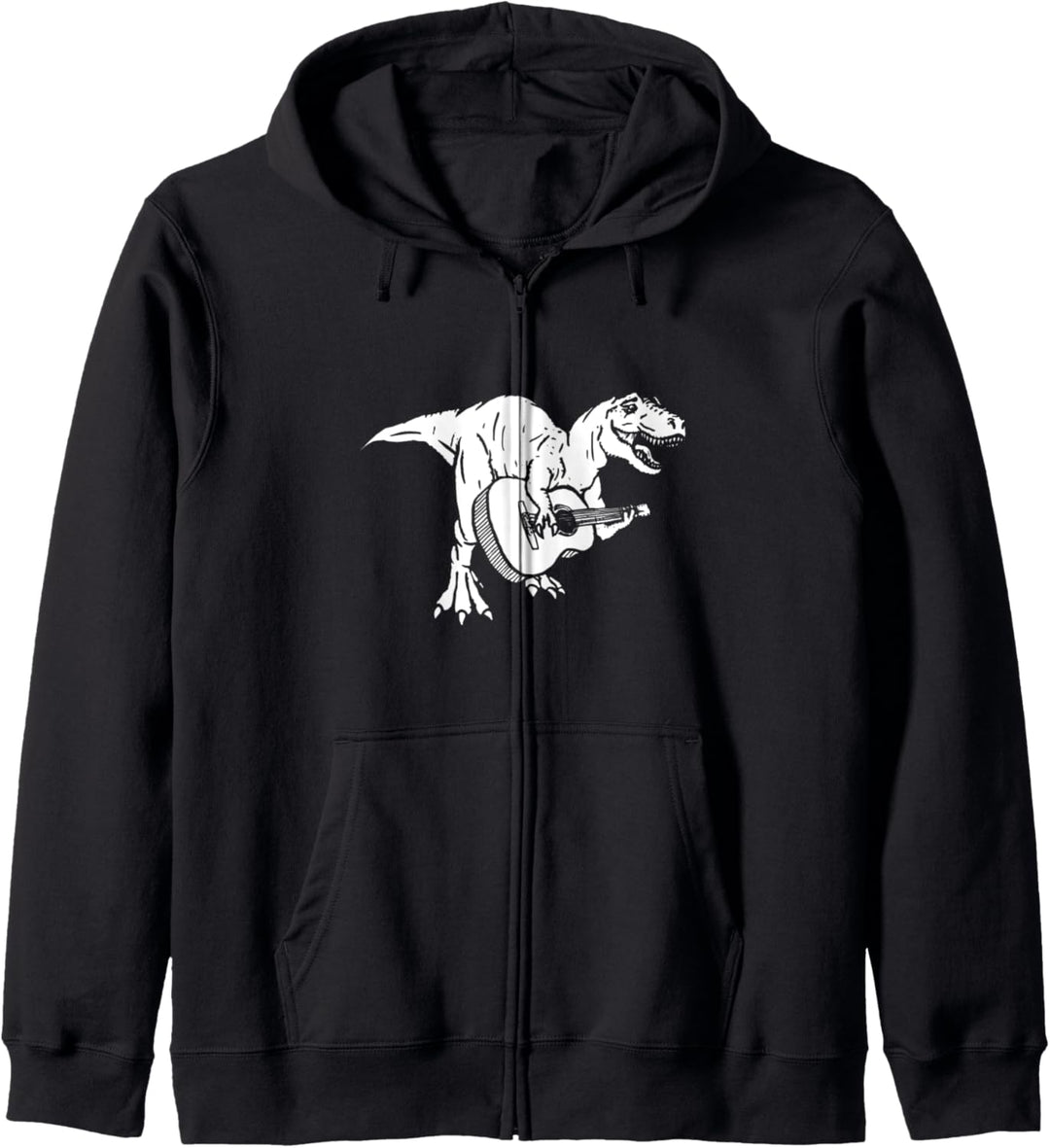 Dinosaur and Acoustic Guitar Funny Tyrannosaurus Music Retro Kapuzenjacke