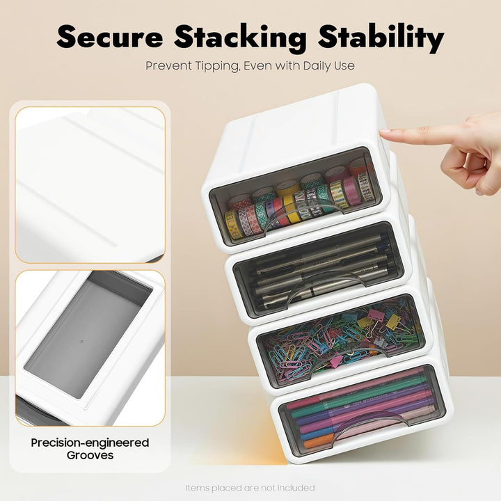 6 Stück Schreibtisch Organizer Schubladen, Stapelbare Aufbewahrungsbox mit Schubladen, Büro Schublad