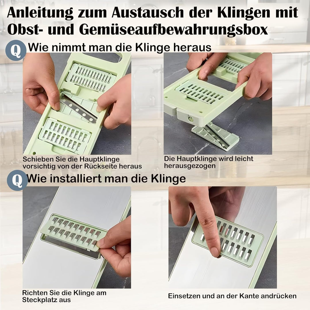Lintriguingly Gurkenhobel,Grün 6-tlg - Gemüsehobel, Gemüsereibe，Hobel gemüse，Gemüsereibe， Zwiebelsch