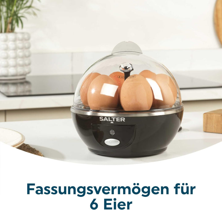 Salter Elektrischer Eierkocher – 6 Eier Kapazität, ideal für weiche, harte &amp; pochierte Eier, inkl. M