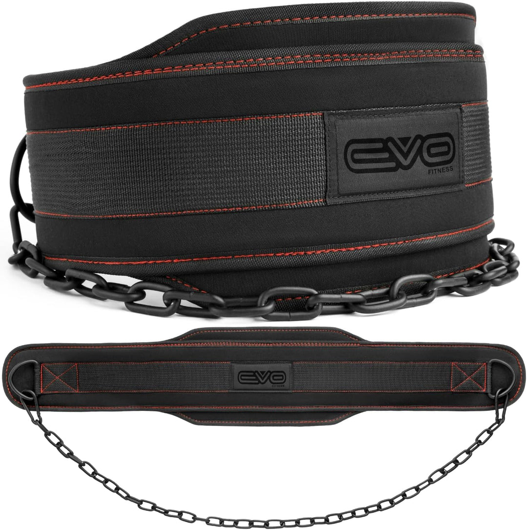 EVO Fitness Dip Gürtel robust 36" verstellbare Kette Gewichthebergürtel 6.25" Rückenstütze Hebegürte