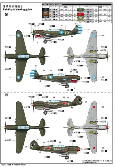 Trumpeter 02212 1/32 P-40N Kitty Hawk Modellbausatz, Modellbauzubehör, Mehrfarbig