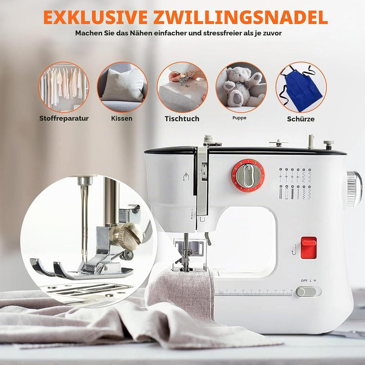 Dekaim FLSM-519 Nähmaschine, Elektrische Nähmaschine für Anfänger und Kinder, 12 Stichprogrammen, Fr