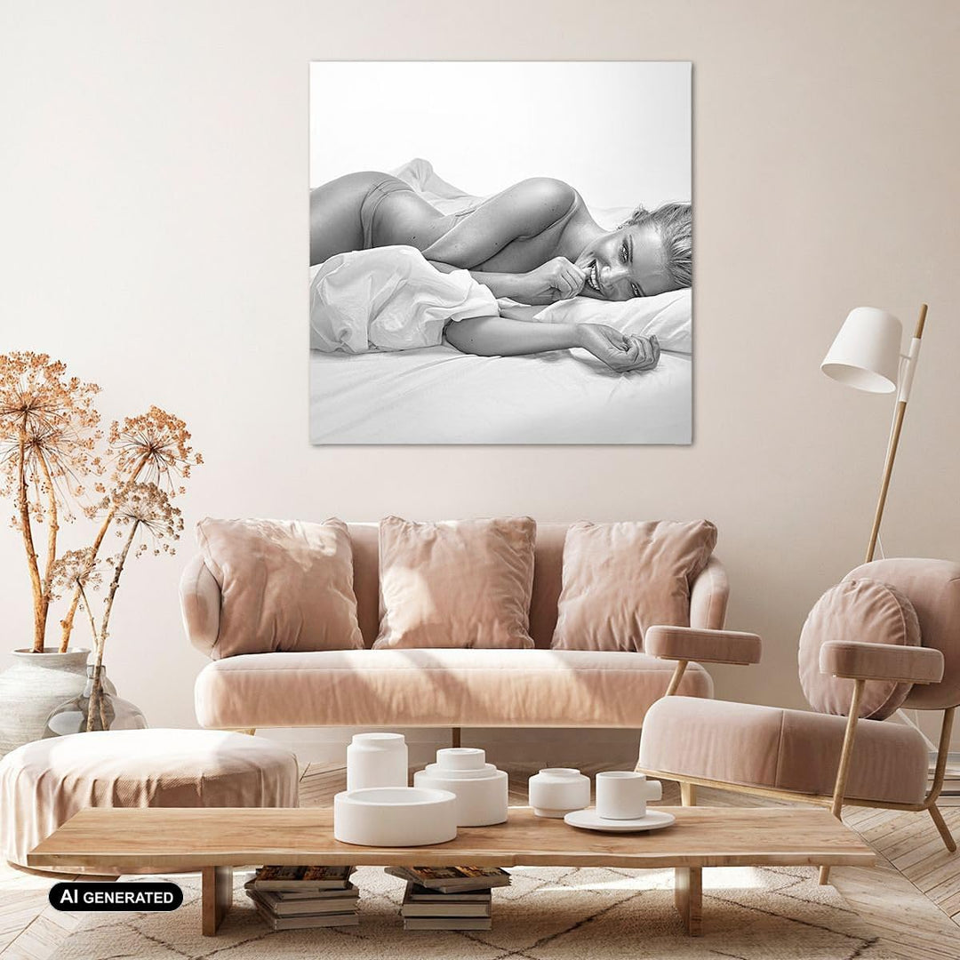 Bilder auf Leinwand 70x70cm Leinwandbild Weiblich mode modell posieren Gross Wanddeko Bild Schlafzim