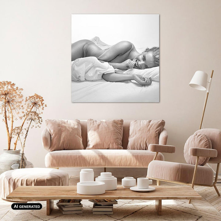 Bilder auf Leinwand 70x70cm Leinwandbild Weiblich mode modell posieren Gross Wanddeko Bild Schlafzim