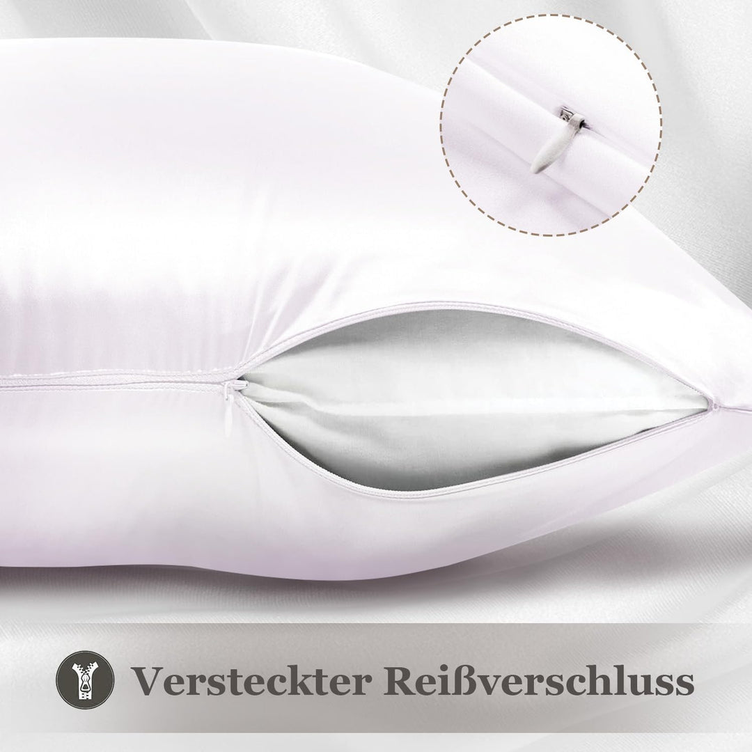 Adubor Seidenkissenbezug 40x80cm für Haar und Haut, mit verstecktem Reissverschluss, beide Seiten, 2