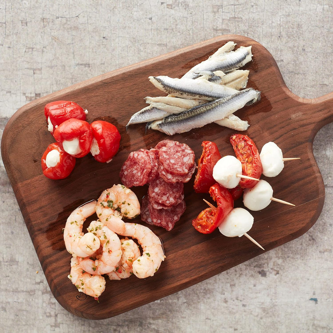 Point-Virgule Servierbrett aus Walnussholz mit Griff, perfekt zum Servieren von Vorspeisen und Käse,