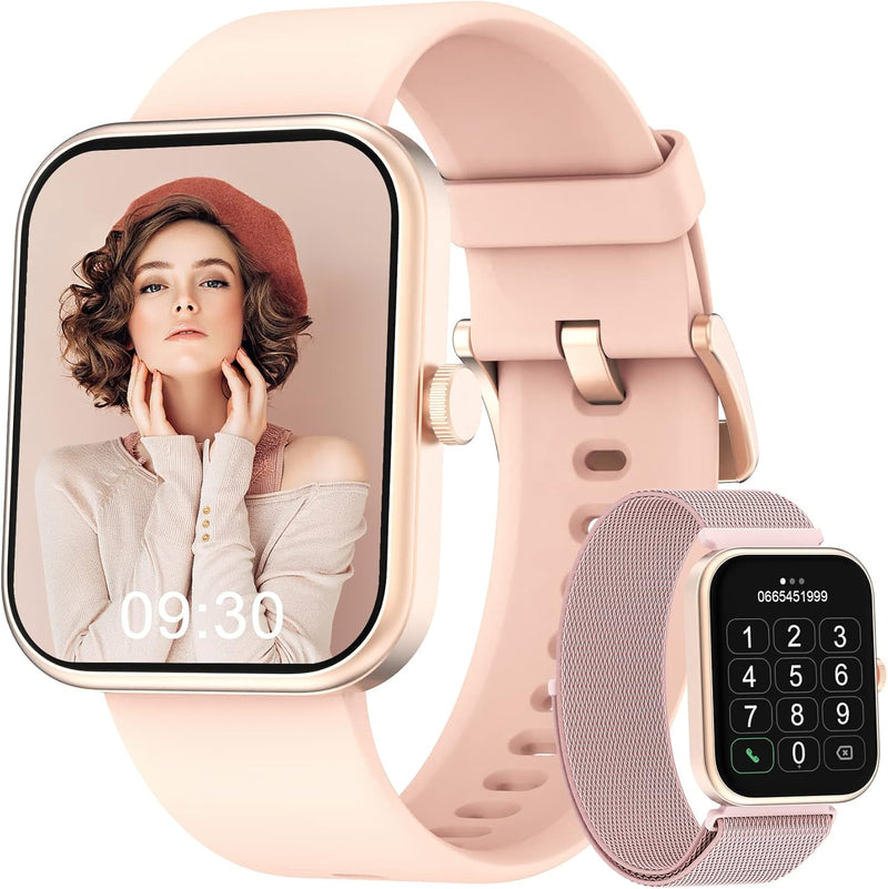 Blackview Smartwatch, 1,83 Zoll Bluetooth Anrufe Smart Watch für Damen Fitnessuhr, Armbanduhr mit Pu