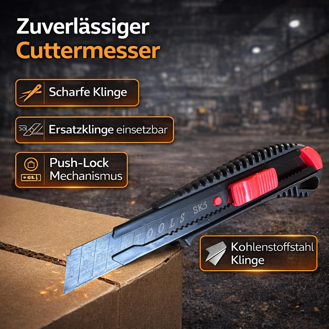 Cuttermesser Carbonstahl Set Universal Pro 30x Cuttermesser Teppichmesser leicht handlich
