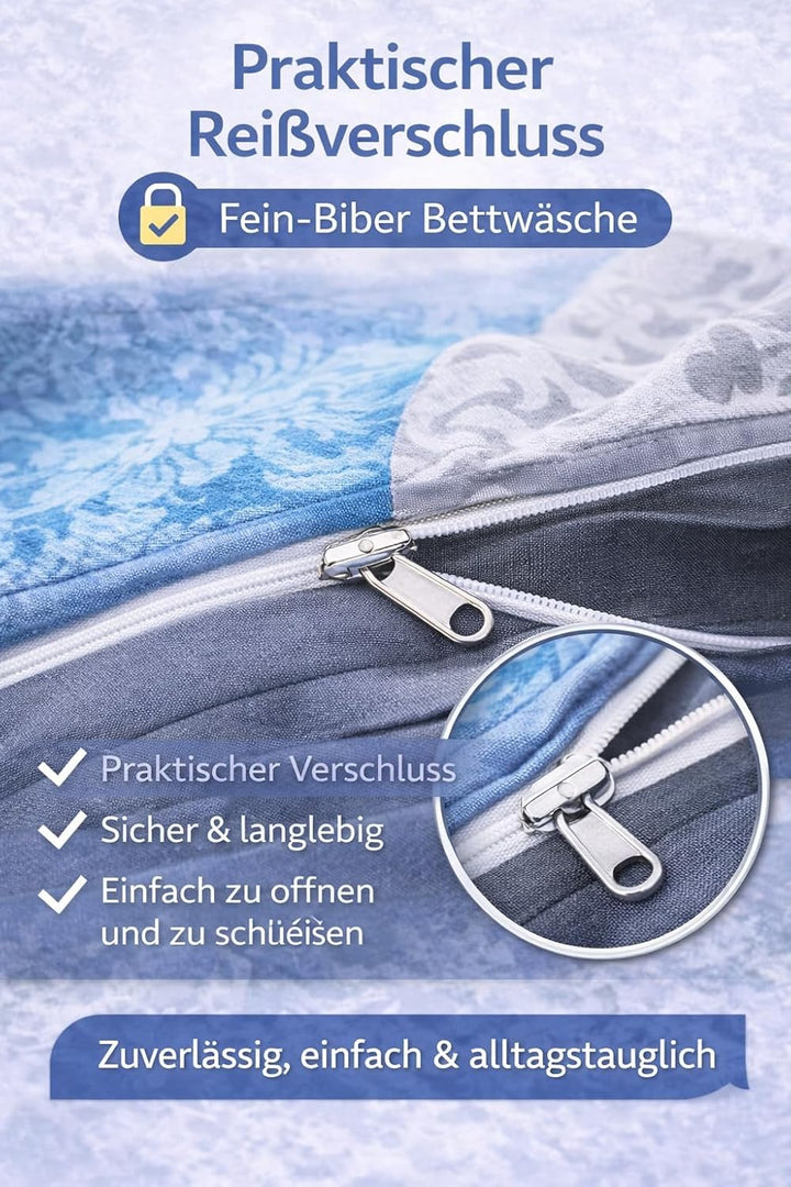 Soma Fein-Biber Bettwäsche Garnitur 135x200 cm 80 x 80 cm anthrazit/Petrol Streifen