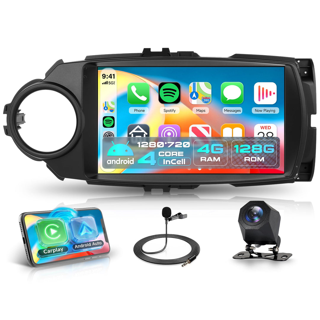 Rimoody 4G+128G Android Autoradio für Toyota Yaris 2012-2017 Wireless Carplay Android Auto Canbus, 9