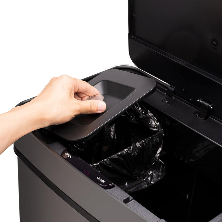 Ribelli Edelstahl - Mülltrennsysteme mit 3+1 Fächer - Mülleimer mit Sensor - 72 Liter (2x12 + 1x48 L