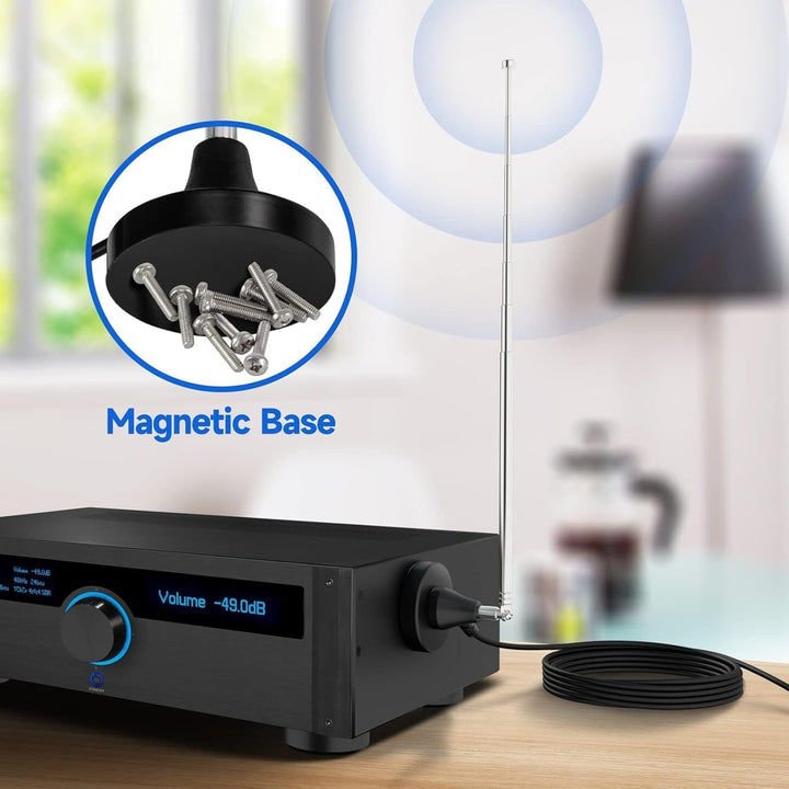 Bingfu DAB+ UKW Radioantenne Digitale Teleskopantenne für den Innenbereich mit Magnetfuss 3 m Verlän