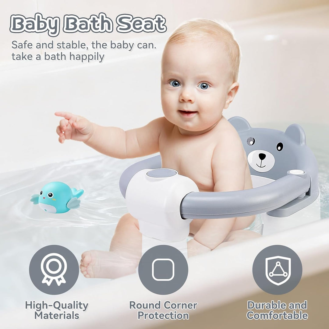 Badewannensitz Baby ab 6 Monate,Baby Badewannensitz,Bär Rutschfester Badesitz Baby,Sicherer Tragbare
