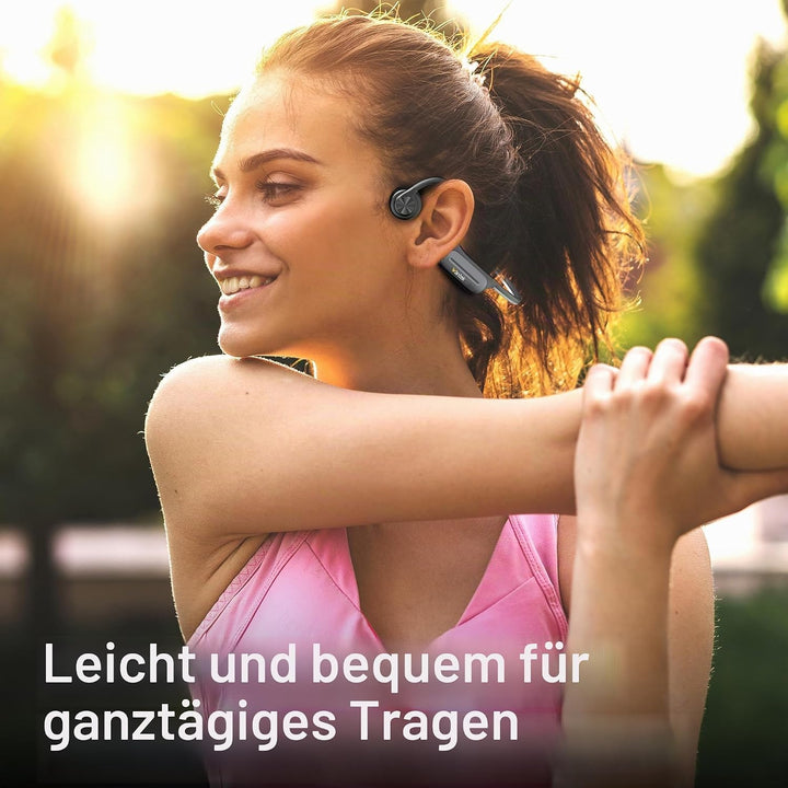 Wantek Open Ear Knochenschall Kopfhörer Bluetooth 5.3, Kabellos IP68 Wasserdicht mit Lange Akkulaufz