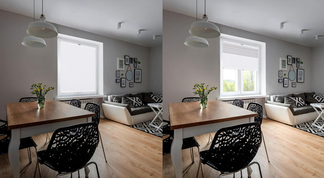 Domdeco Plissee 65x100cm Weiss mit weiss lackierten Alu-Profilen, KlemmFix-Halterung zur Montage ohn