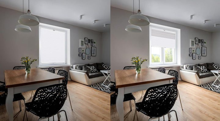 Domdeco Plissee 65x100cm Weiss mit weiss lackierten Alu-Profilen, KlemmFix-Halterung zur Montage ohn