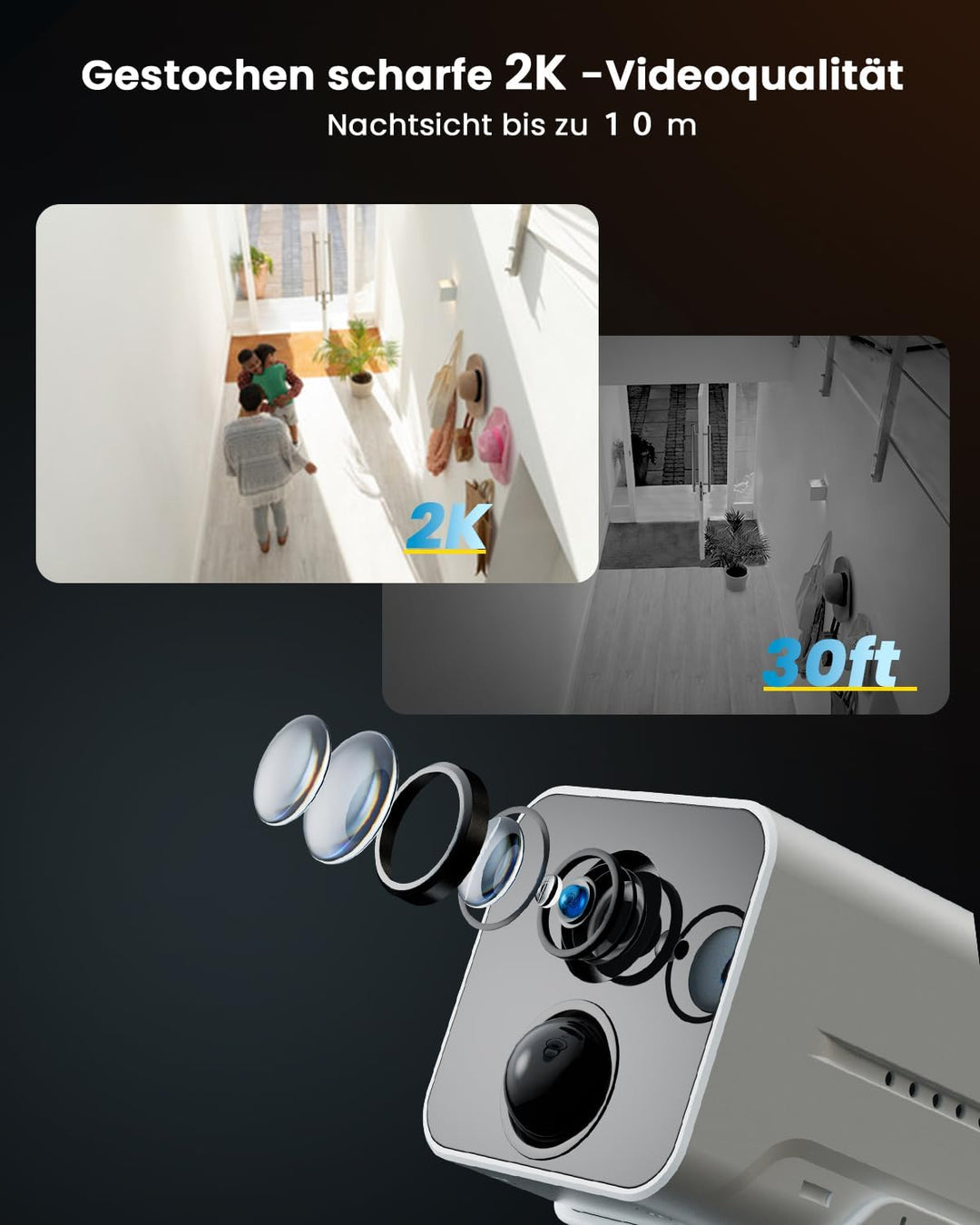 ieGeek 1080P HD Überwachungskamera Innen Akku,Überwachungskamera Innen WLAN 2.4GHz, WLAN Ip Kamera m
