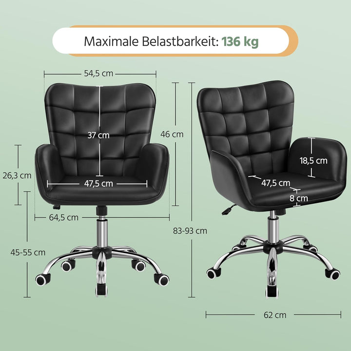 Yaheetech Bürostuhl Ergonomischer Schreibtischstuhl Bürohocker Arbeitsstuhl Drehstuhl höhenverstellb