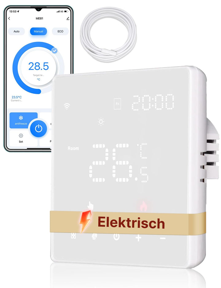 MOES Smart Thermostat Fussbodenheizung Elektrisch, Raumthermostat Fussbodenheizung WLAN Programmierb