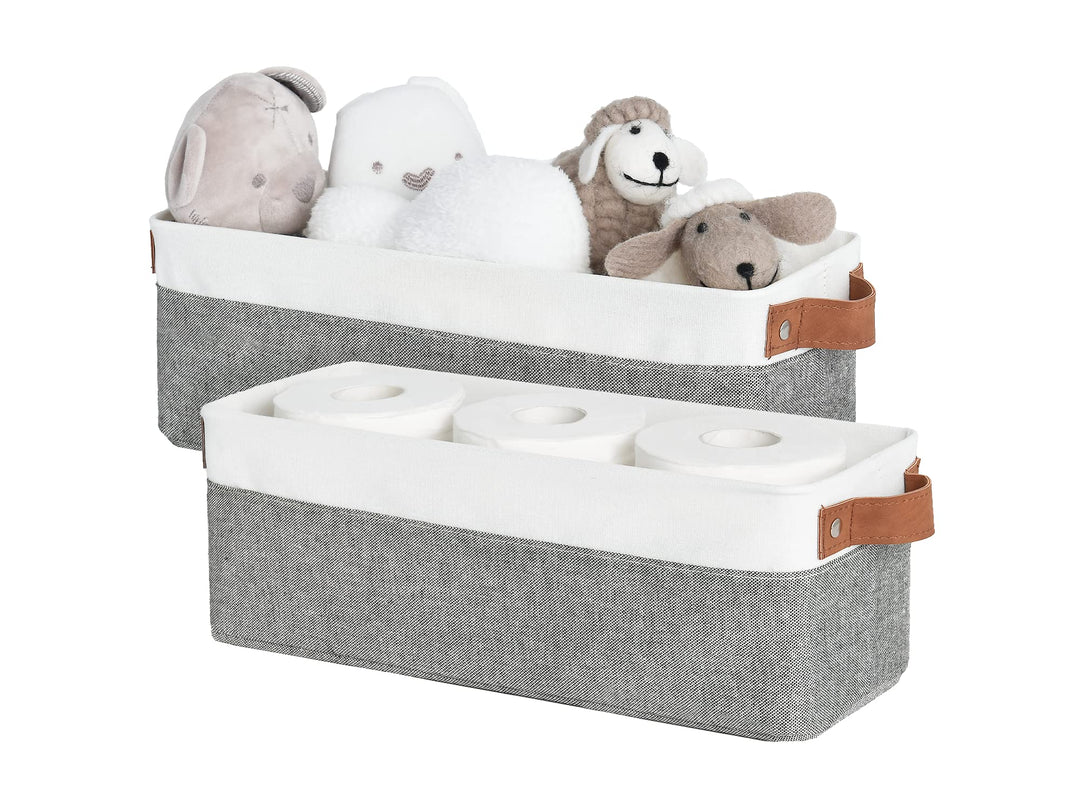 StorageWorks Schmale Aufbewahrungskorb Bad, Robuste Schrank Organizer, Körbe Aufbewahrung mit Griffe