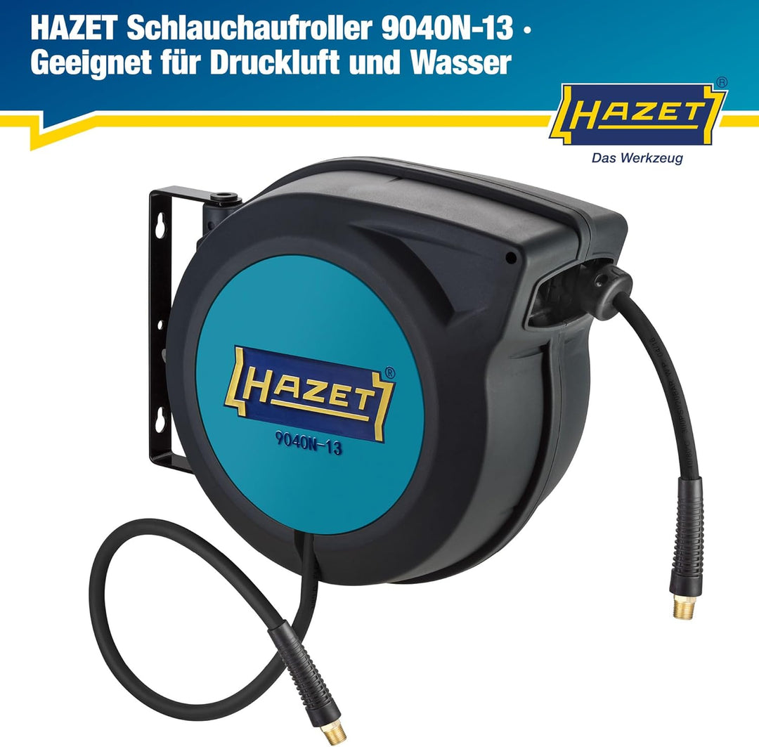 HAZET Schlauchtrommel 9040N-13 | Schlauch-Länge 15 m, Innendurchmesser: 13 mm, Druck: 20 bar für Dru