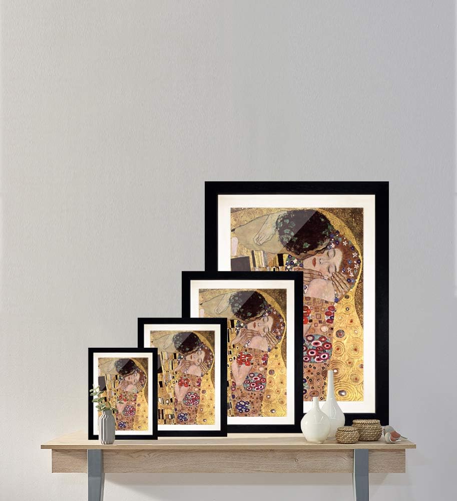 Bild mit Rahmen - Gustav Klimt Der Kuss 40x60 cm ca. A2 - Gerahmter Kunstdruck inkl. Galerie Passepa