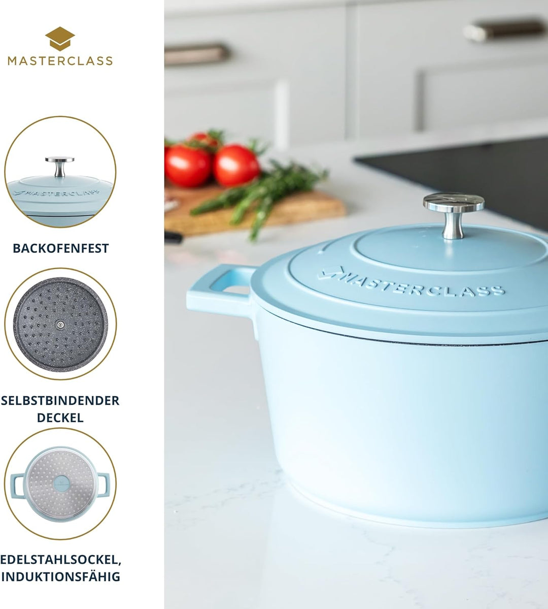 MasterClass Mittelgrosser Auflaufform mit Deckel 4L/24 cm, leichter Aluminiumguss, Induktionsherd un