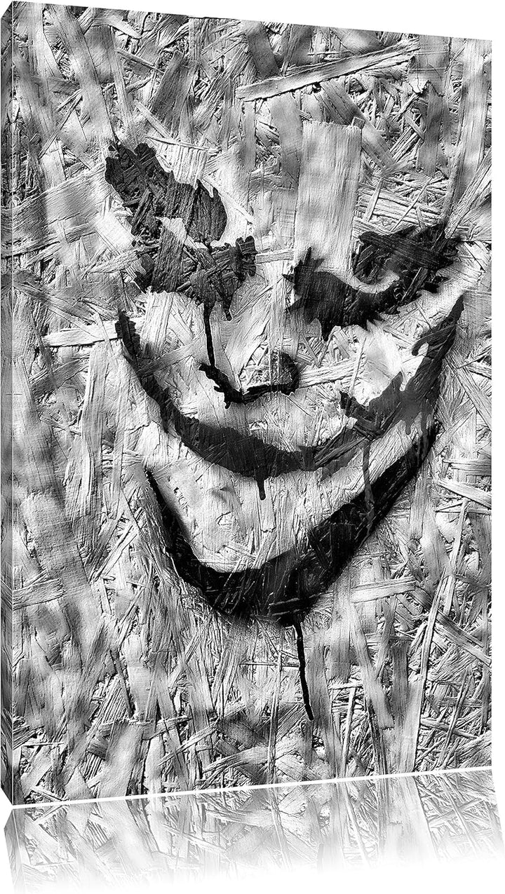 Pixxprint Böser Clown Gesicht als Leinwandbild/Grösse: 100x70 cm/Wandbild/Kunstdruck/fertig bespannt