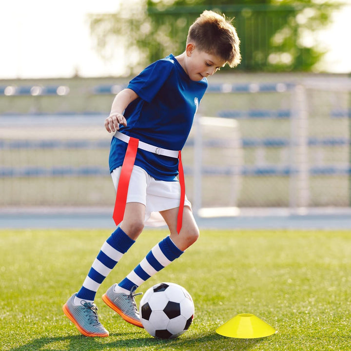 VORCOOL – 16-tlg. Flag Football Set mit 12 Gurten, 4 Kegeln für Fussball- und Footballtraining
