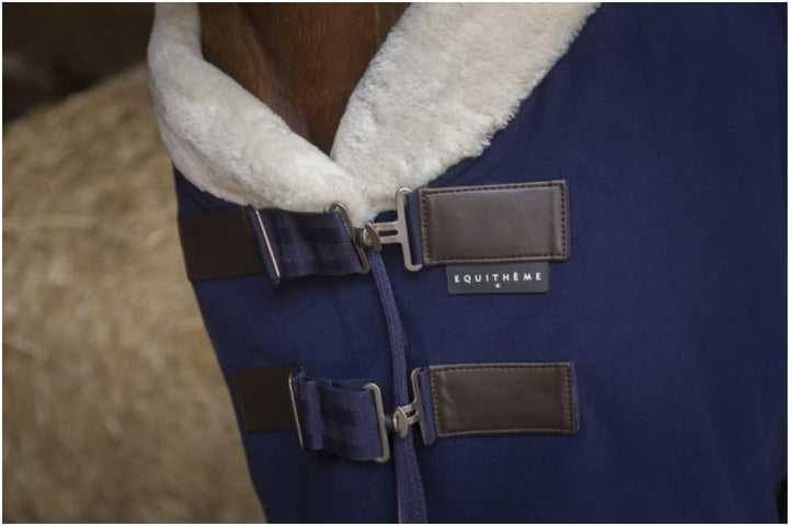 Stalldecke mit Polarfleece Teddy EquiTheme Marineblau 155cm