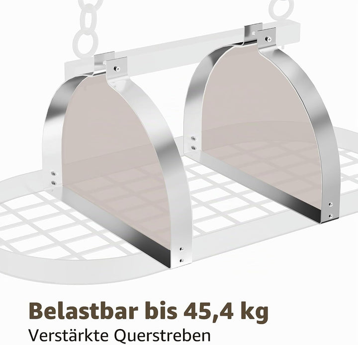 KES 85x39cm Chrom Topfhalter Pfannenhalter Hängeregal Küche Topfregal Deckenregal Hängend Küchenrega