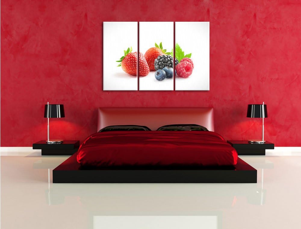 Pixxprint Frisches Obst Bunstift Effekt 3-Teiler Leinwandbild 120x80 Bild auf Leinwand