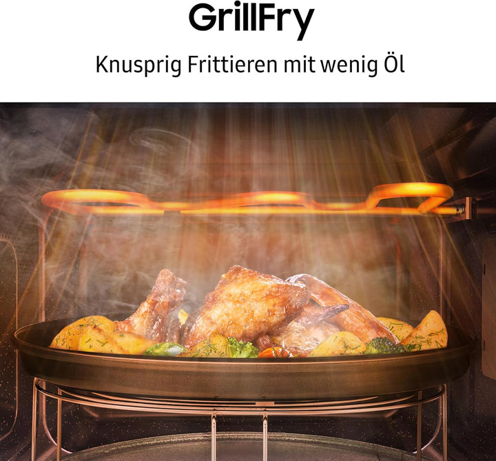 Samsung MG20A7013CB/EG Einbau-Mikrowelle mit Grill, 850 W, 20 l Garraum, Kleines Mikrowellengerät fü